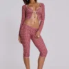 Pantalon capri de bain à carreaux Freda