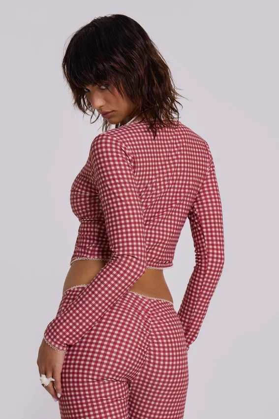 Pantalon capri de bain à carreaux Freda