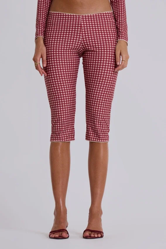 Pantalon capri de bain à carreaux Freda
