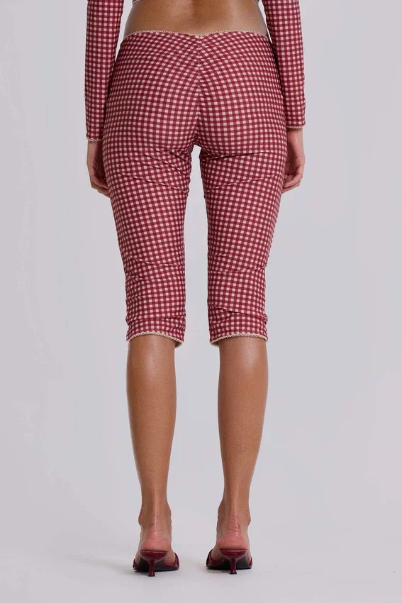 Pantalon capri de bain à carreaux Freda
