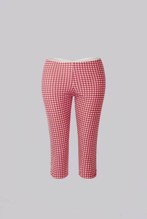 Pantalon capri de bain à carreaux Freda
