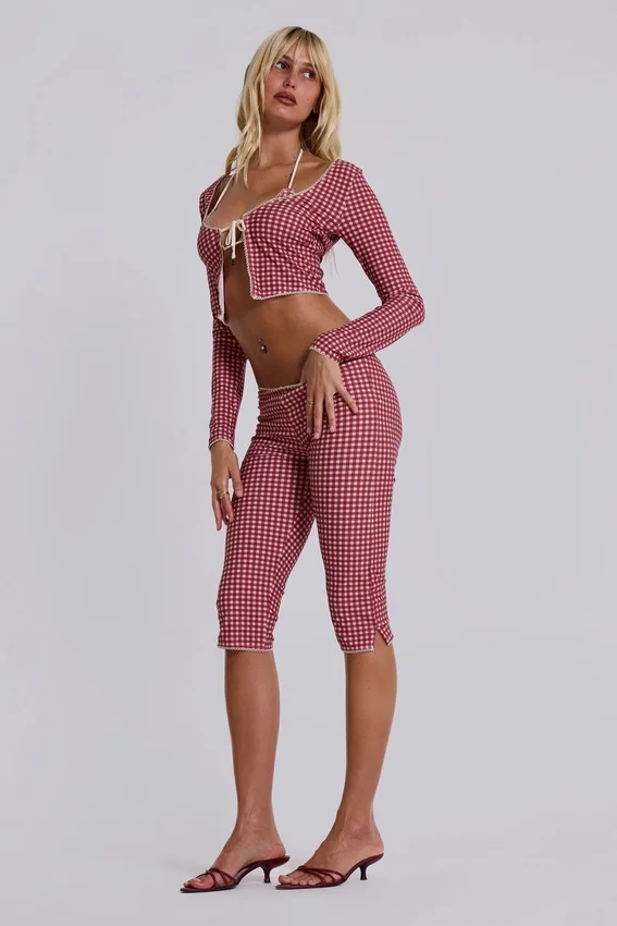 Pantalon capri de bain à carreaux Freda