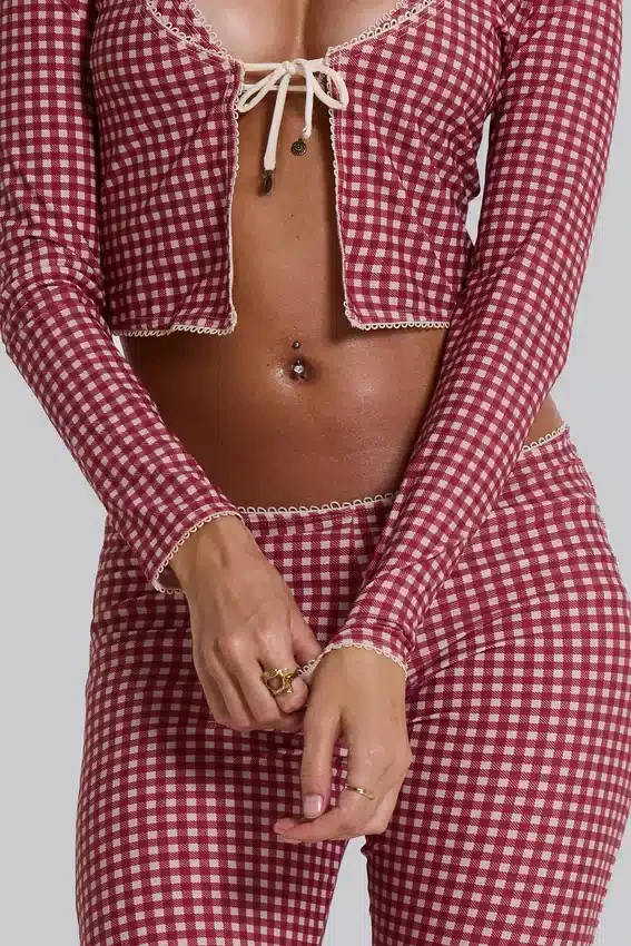 Pantalon capri de bain à carreaux Freda