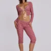 Pantalon capri de bain à carreaux Freda