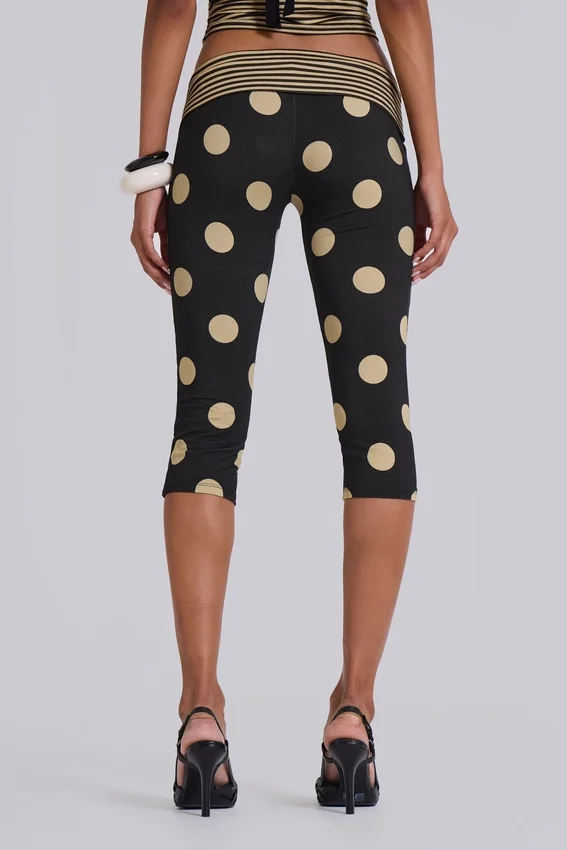 Pantalon capri Lola à revers, à rayures et pois