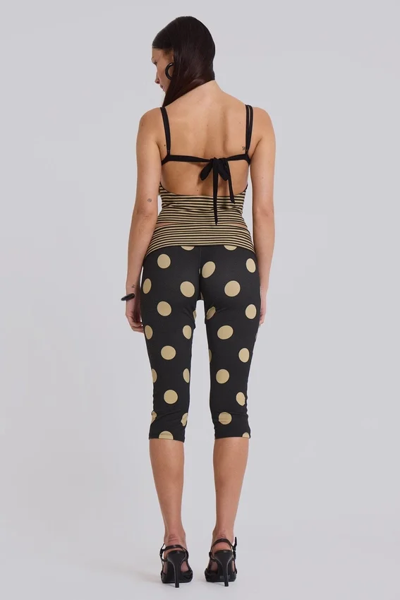 Pantalon capri Lola à revers, à rayures et pois