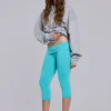Pantalon capri Quinn en jersey clouté, turquoise