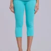Pantalon capri Quinn en jersey clouté, turquoise