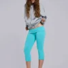 Pantalon capri Quinn en jersey clouté, turquoise