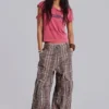 Pantalon cargo Cadet à carreaux marron