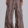 Pantalon cargo Cadet à carreaux marron