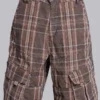 Pantalon cargo Cadet à carreaux marron