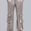 Pantalon cargo en satin clouté Briony