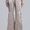 Pantalon cargo en satin clouté Briony