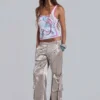 Pantalon cargo en satin clouté Briony