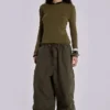Pantalon cargo en toile de parachute kaki