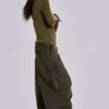 Pantalon cargo en toile de parachute kaki