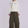 Pantalon cargo en toile de parachute kaki