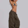 Pantalon cargo en toile de parachute kaki