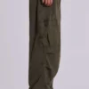 Pantalon cargo en toile de parachute kaki