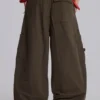 Pantalon cargo en toile de parachute kaki