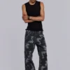 Pantalon cargo noir délavé motif camouflage Trooper