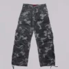 Pantalon cargo noir délavé motif camouflage Trooper
