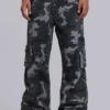Pantalon cargo noir délavé motif camouflage Trooper