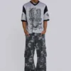 Pantalon cargo noir délavé motif camouflage Trooper
