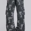 Pantalon cargo noir délavé motif camouflage Trooper