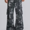 Pantalon cargo noir délavé motif camouflage Trooper