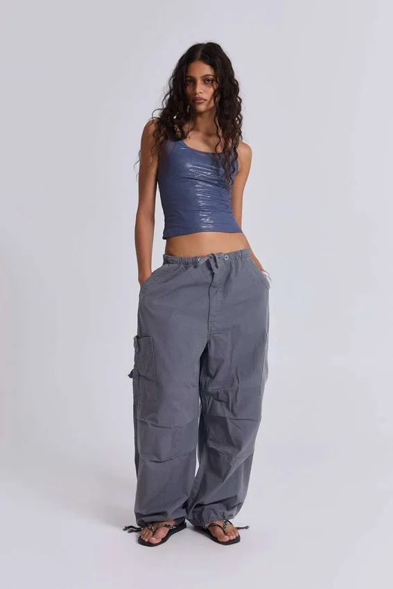 Pantalon cargo « Parachute » gris vintage