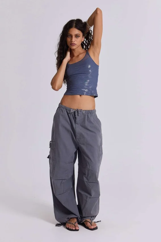 Pantalon cargo « Parachute » gris vintage