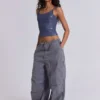 Pantalon cargo « Parachute » gris vintage