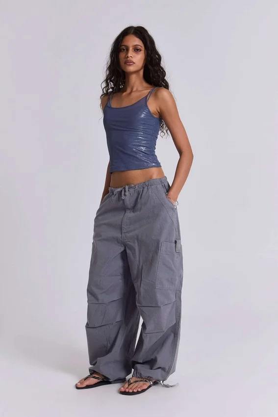 Pantalon cargo « Parachute » gris vintage