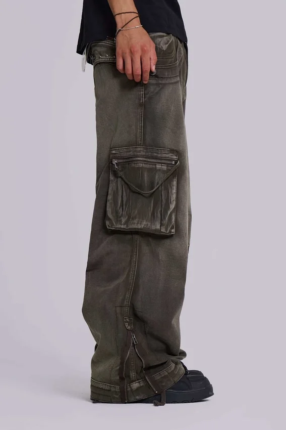 Pantalon cargo « Trooper » kaki délavé