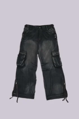 Pantalon cargo « Trooper » noir délavé au soleil