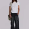 Pantalon cargo « Trooper » noir délavé au soleil