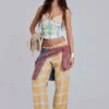 Pantalon à carreaux taille basse Vellora