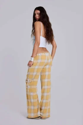Pantalon à carreaux taille basse Vellora