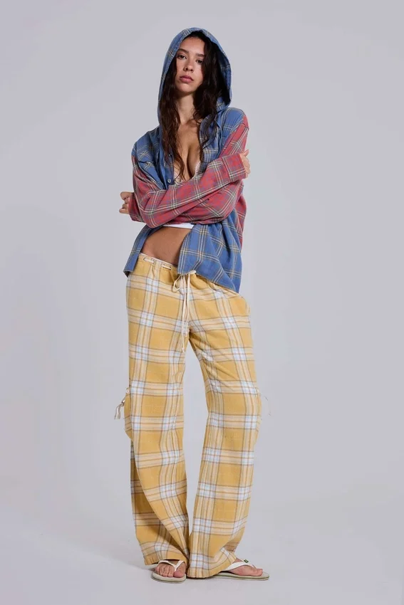 Pantalon à carreaux taille basse Vellora