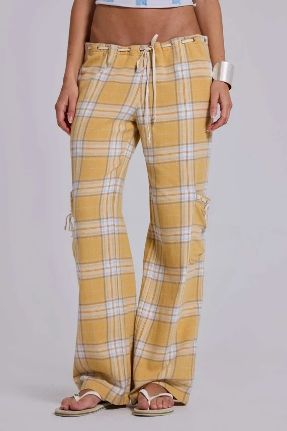 Pantalon à carreaux taille basse Vellora