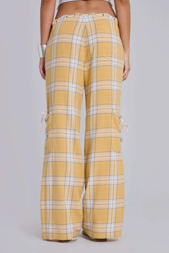 Pantalon à carreaux taille basse Vellora