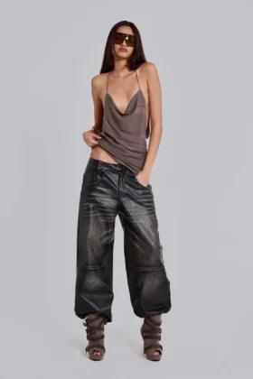 Pantalon Colossus en simili cuir Ash