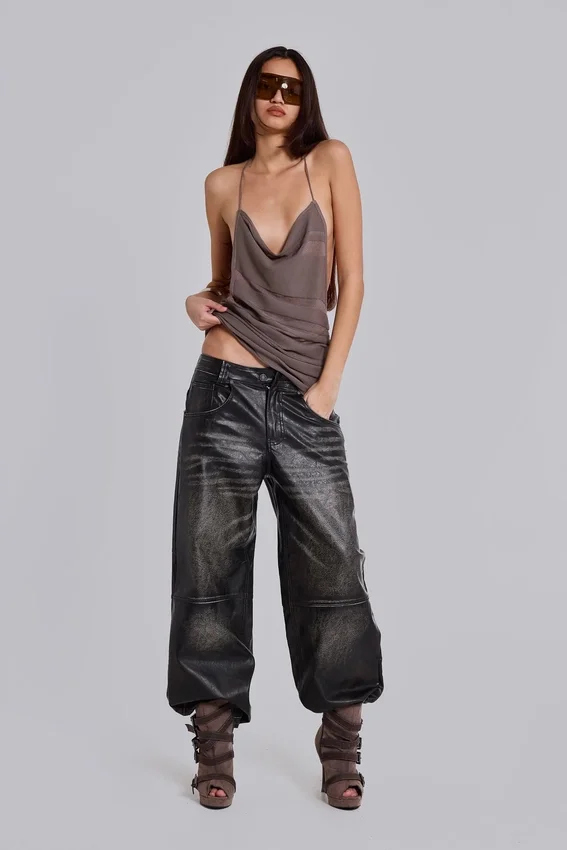 Pantalon Colossus en simili cuir Ash