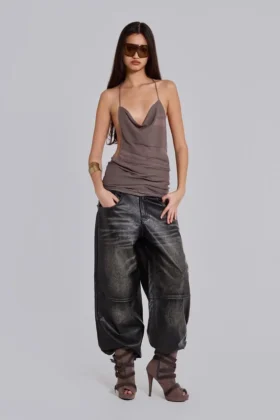 Pantalon Colossus en simili cuir Ash