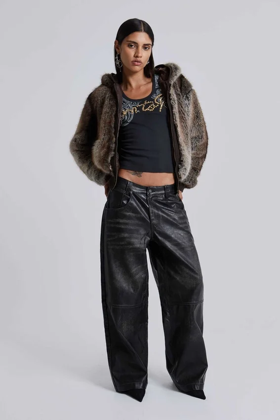 Pantalon Colossus en simili cuir Ash