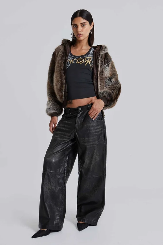 Pantalon Colossus en simili cuir Ash