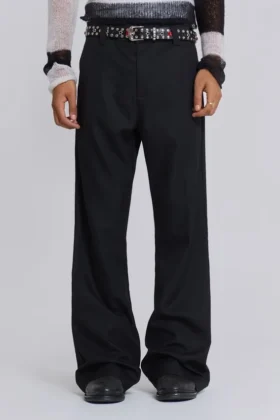 Pantalon de costume bootcut noir à coupe ajustée