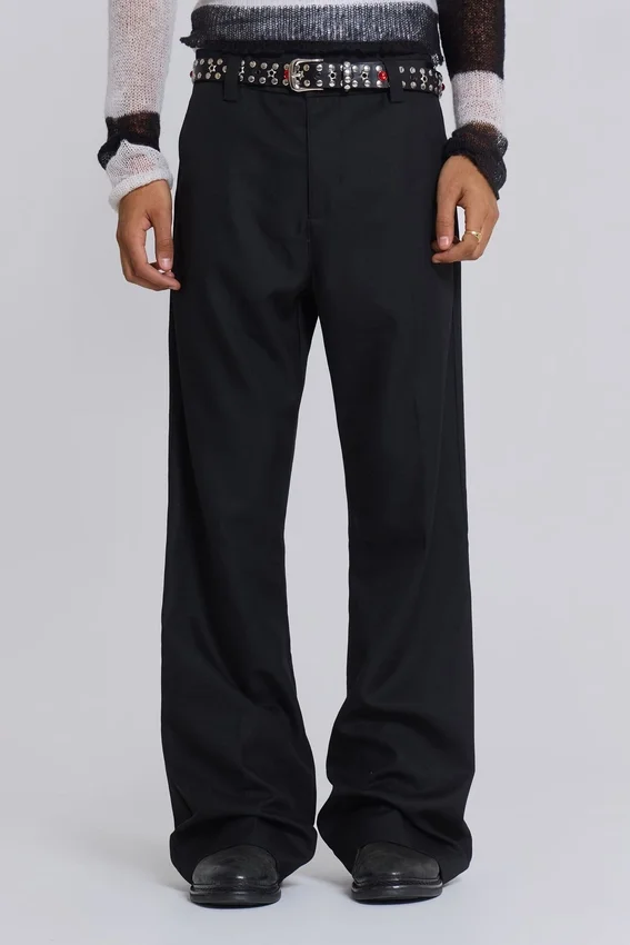 Pantalon de costume bootcut noir à coupe ajustée